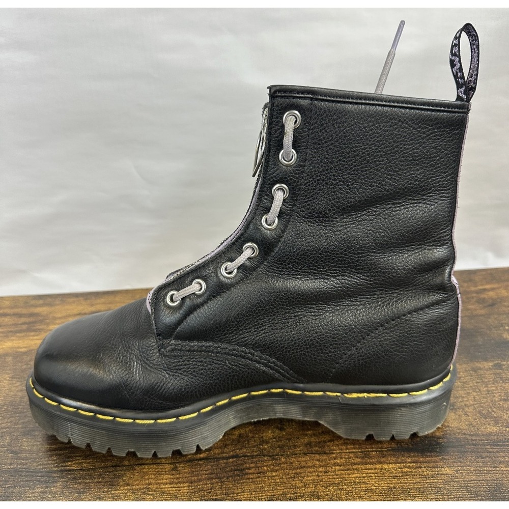 Dr Martens 1460 Zip Heart Black Purple Lace up Combat Boots Goth Punk Grunge 10 - Picture 15 of 16